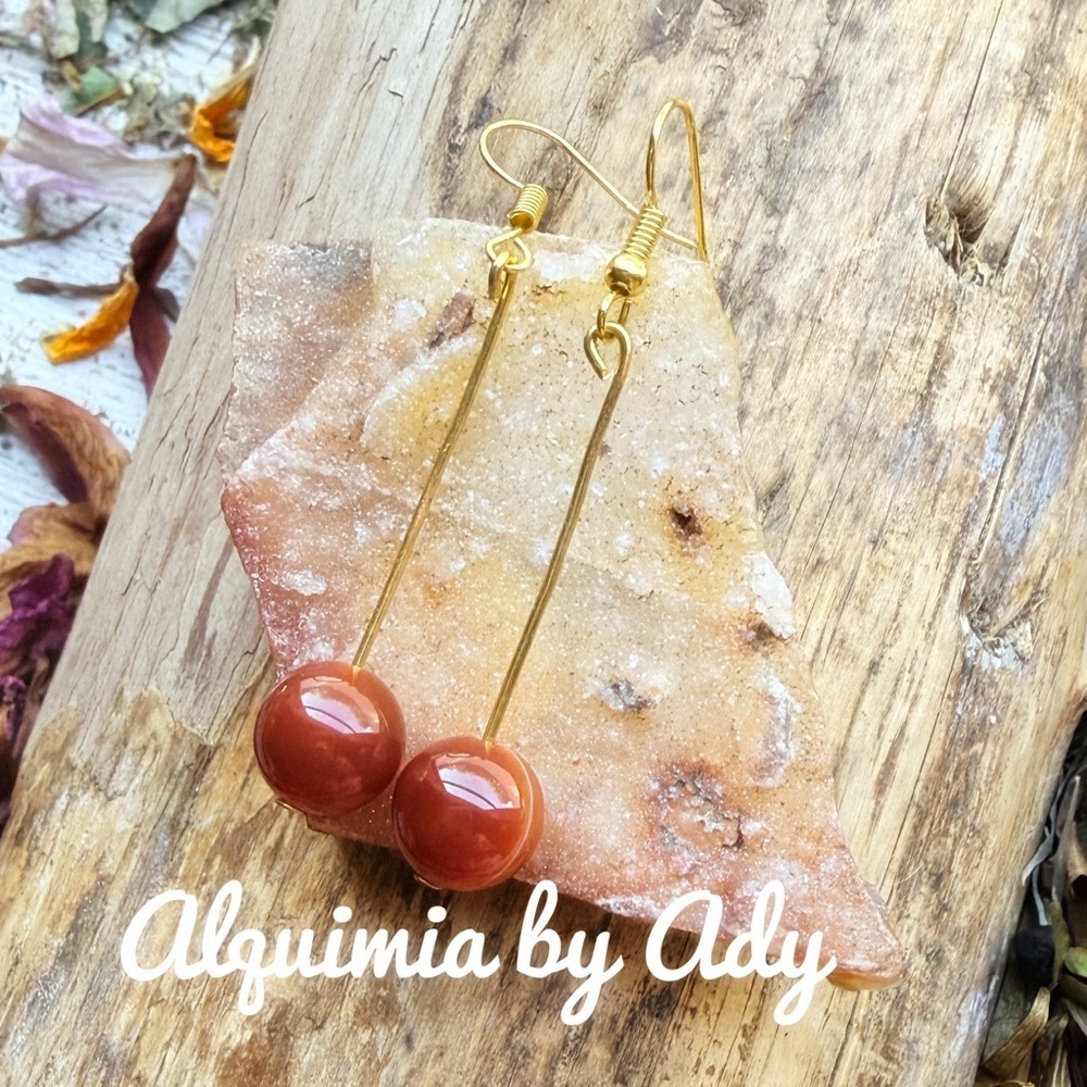 Reddish-Brown Bead Drop Earrings • Grounded Elegance - Picture 2 of 12
